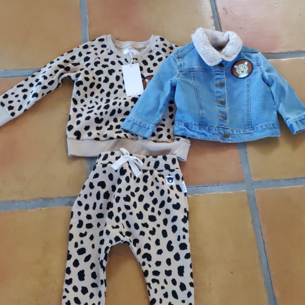 Girls size 3 cheetah print sweat suit and jacket